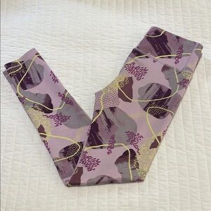 Athleta Girl Kids High Rise Printed Chit Chat Tight Purple Leggings Size XL / 14